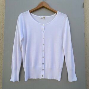 Villa Women's White Long Sleeve Button Down Classic Cardigan Sz Small